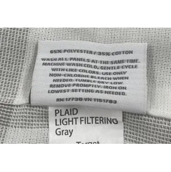 Threshold 108"x54" Plaid Light Filtering Window Curtain ONE Panel Gray / White - Picture 4 of 7